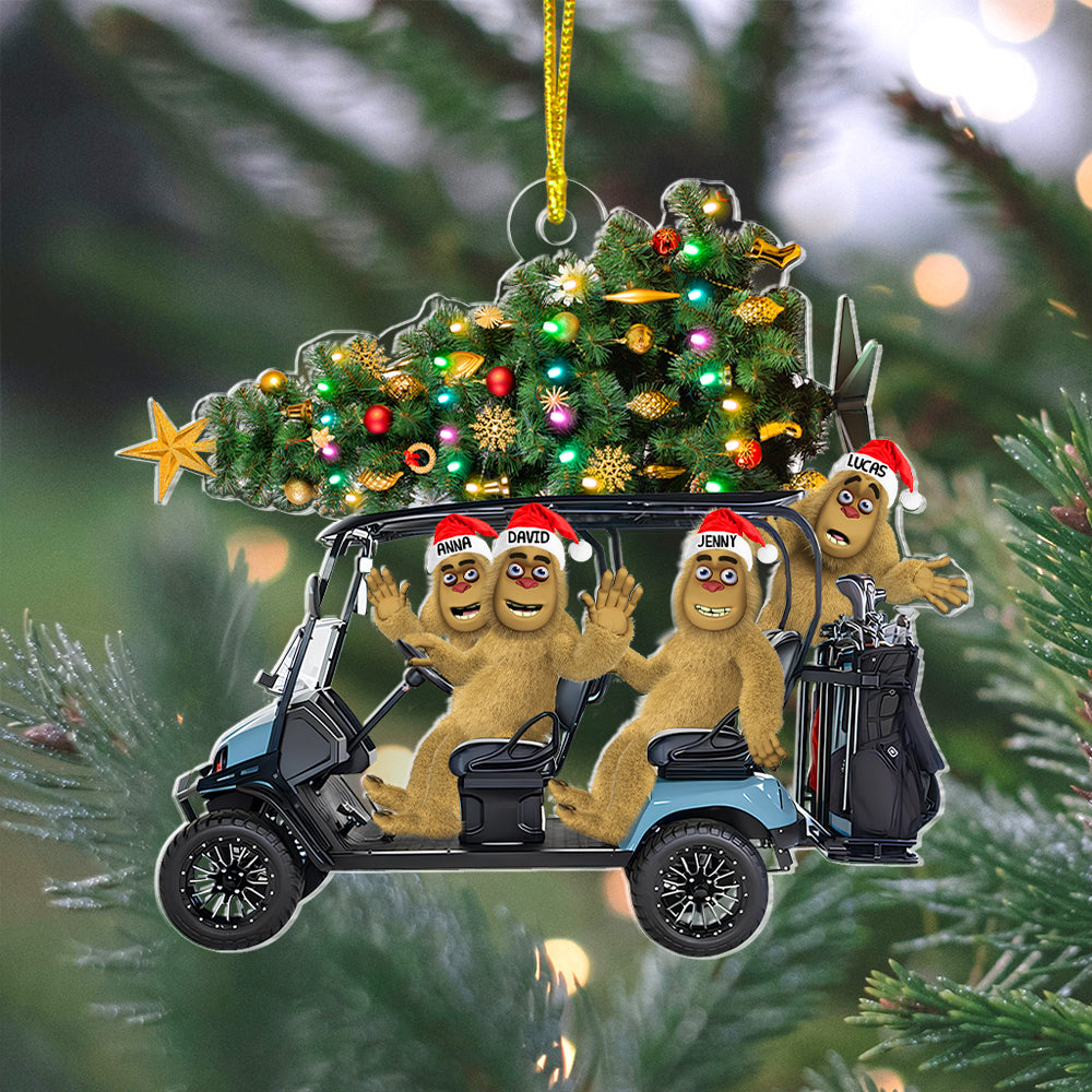 Personalized Gifts For Golf Friends Christmas Ornament, Bigfoot Riding Golf Cart 031qhtn240924