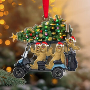 Alternative view of Personalized Gifts For Golf Friends Christmas Ornament, Bigfoot Riding Golf Cart 031qhtn240924