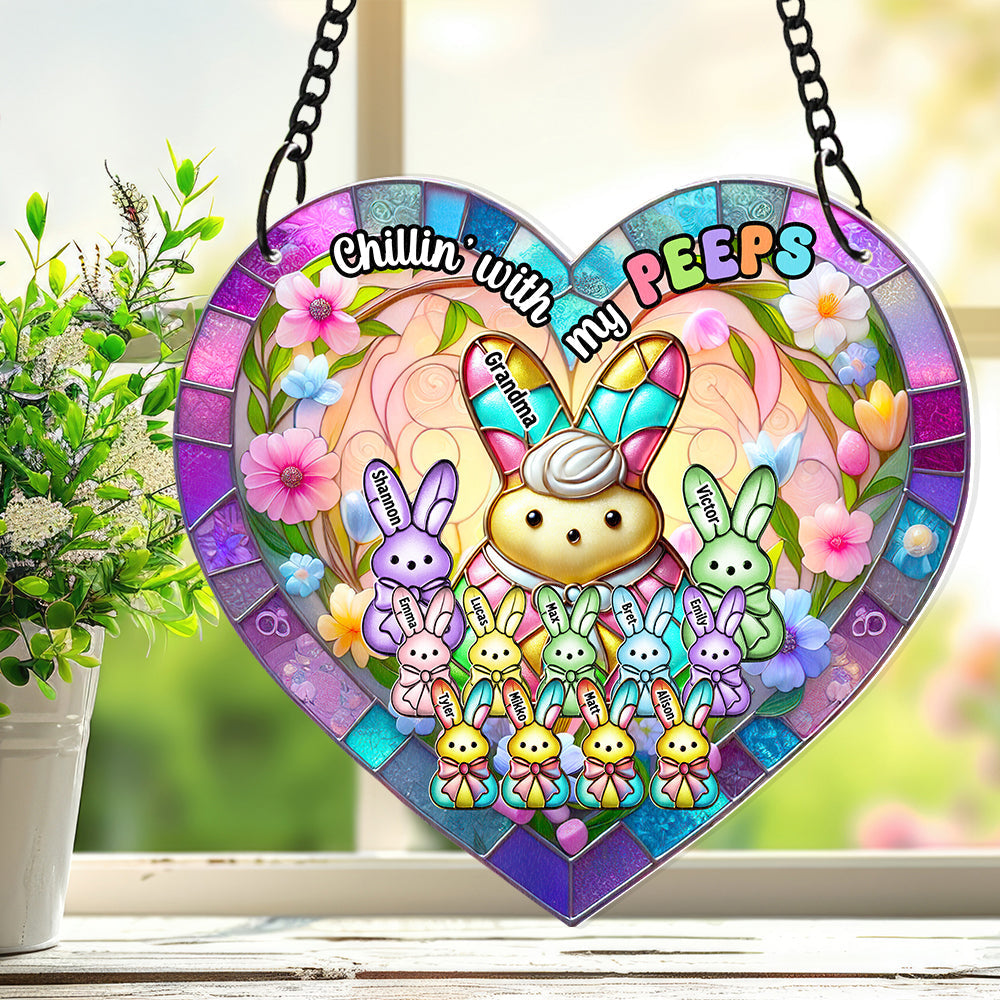 Personalized Gifts For Grandma Suncatcher Ornament, Chillin' With My Peep Easter Gifts 01TGDT170225 - Image 3