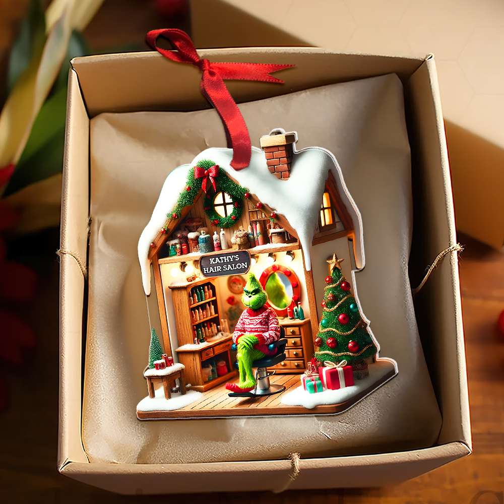 Alternative view of Personalized Gifts For Hairdresser, Green Monsters Acrylic Ornament 042TGMH141124