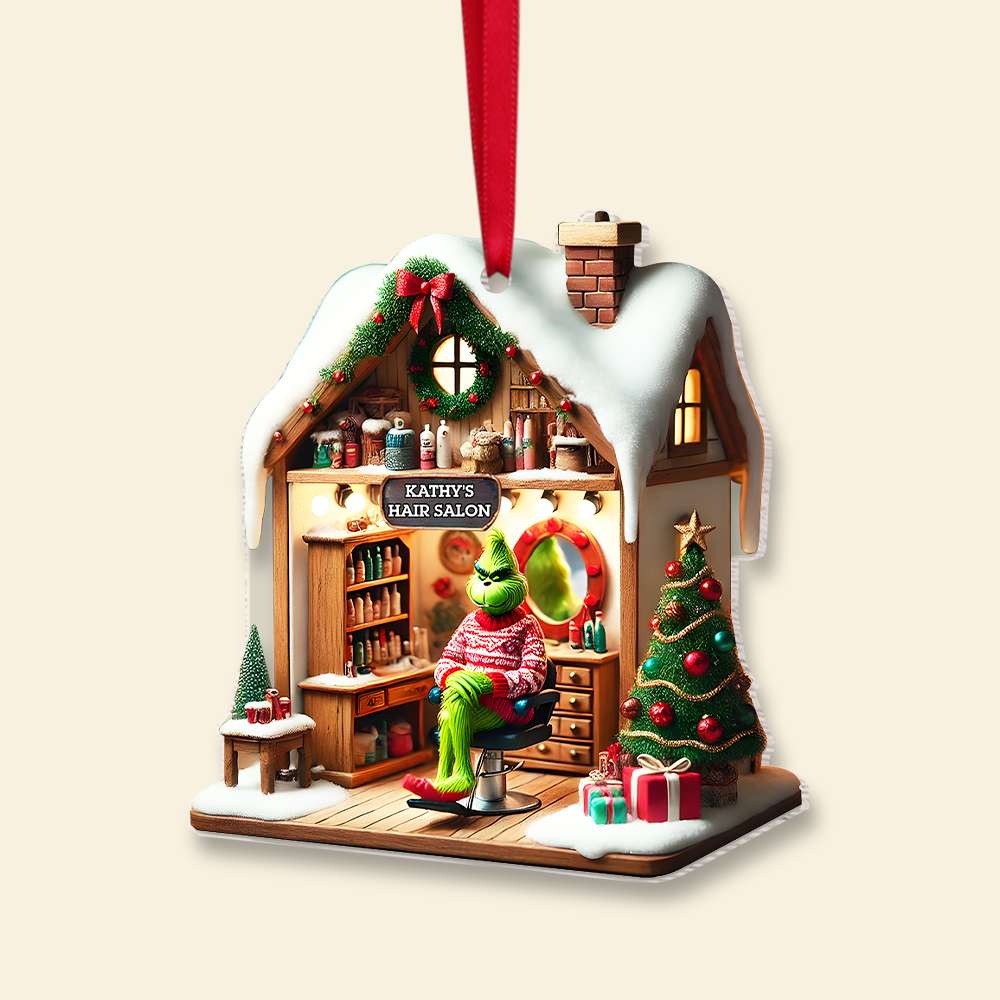 Personalized Gifts For Hairdresser, Green Monsters Acrylic Ornament 042TGMH141124 - Image 4