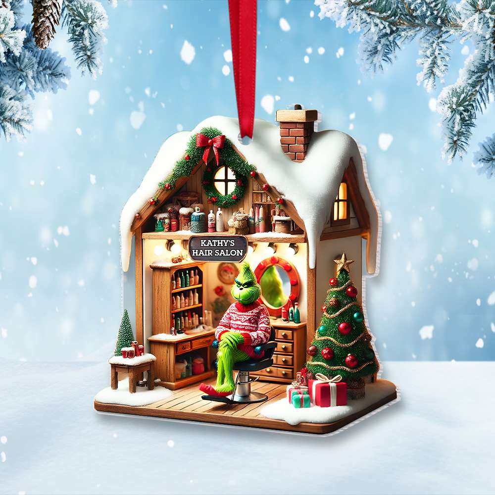 Personalized Gifts For Hairdresser, Green Monsters Acrylic Ornament 042TGMH141124 - Image 3