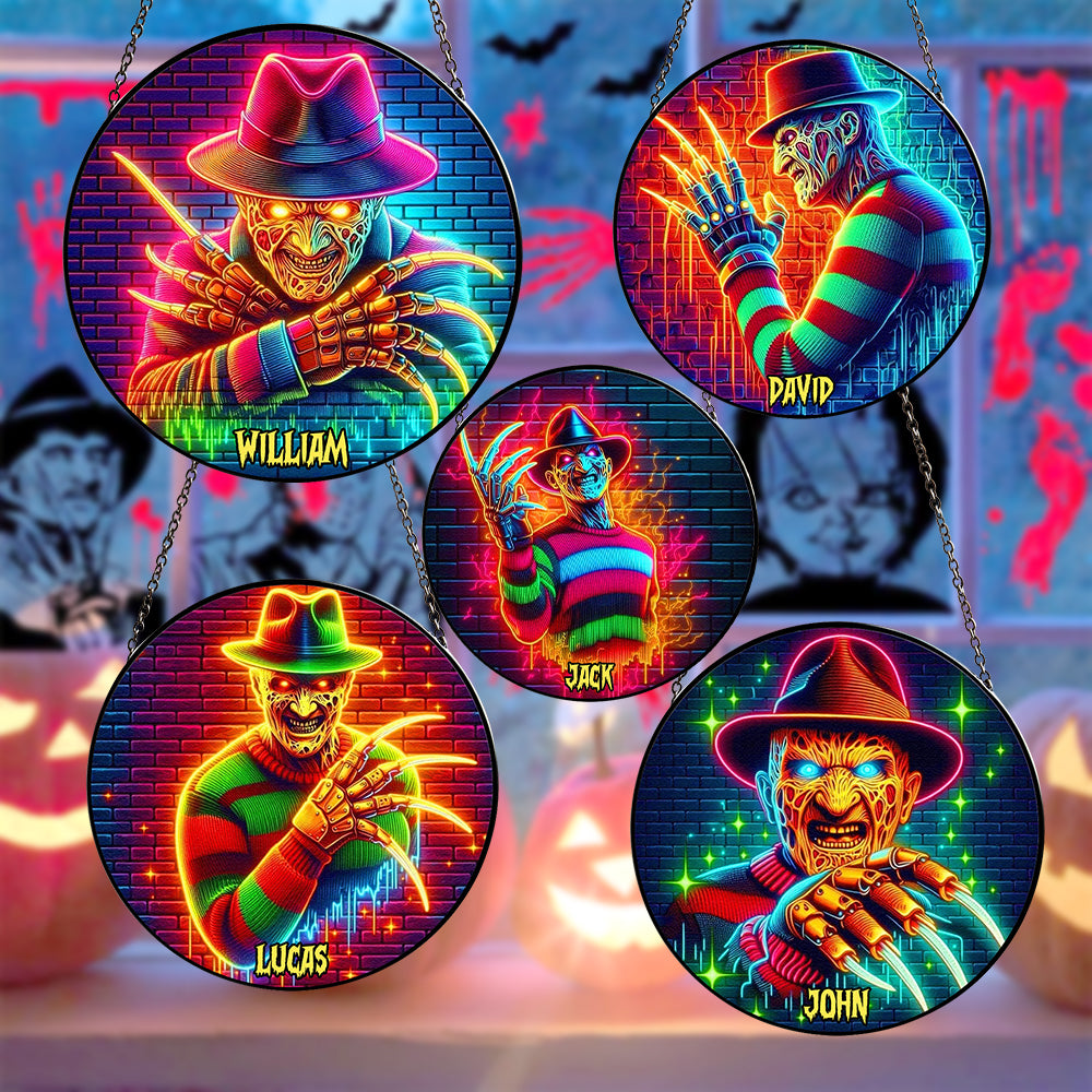 Personalized Gifts For Horror Fans Stained Glass Ornament 03hutn040924 Halloween Horror Movie Character