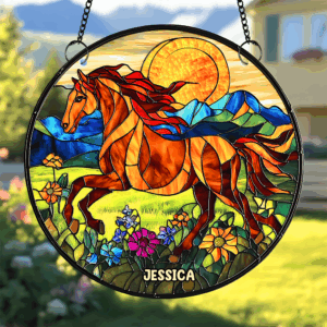 Alternative view of Personalized Gifts For Horse Lovers Suncatcher Ornament 02hupu060325