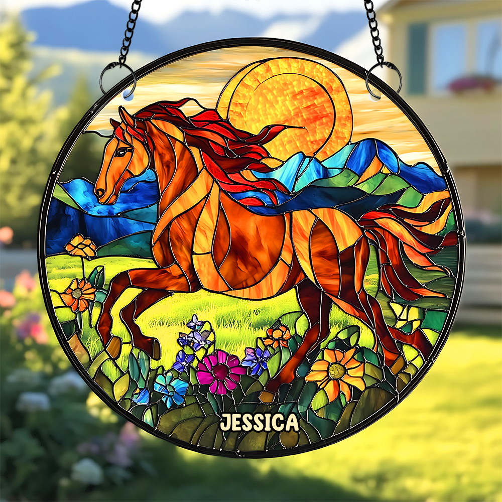 Alternative view of Personalized Gifts For Horse Lovers Suncatcher Ornament 02hupu060325