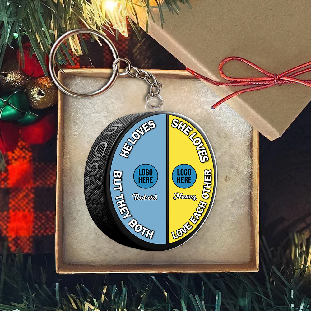 Alternative view of Personalized Gifts For Ice Hockey-loving Couple Christmas Ornament 02hupu231124