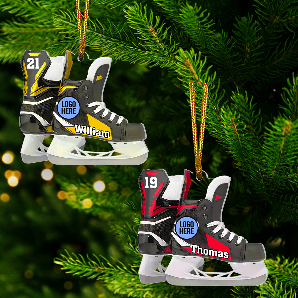 Alternative view of Personalized Gifts For Ice Hockey Players Christmas Ice Skates Ornament 02hupu021124