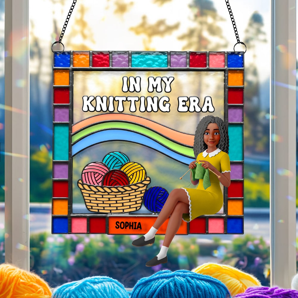 Alternative view of Personalized Gifts For Knitting Lovers Suncatcher Ornament 04ohtn080825