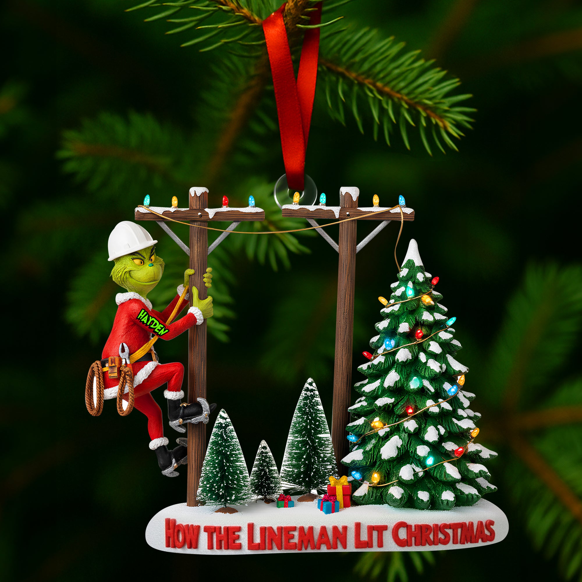 Alternative view of Personalized Gifts For Lineman Christmas Acrylic Ornament 06qhlu110925