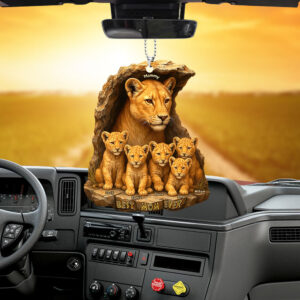 Alternative view of Personalized Gifts For Mom Car Ornament 04xqqn050425 Lion Mom & Little Cubs