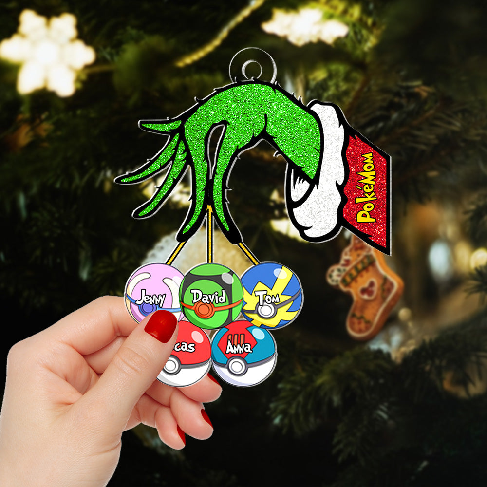 Personalized Gifts For Mom, Christmas Pokemon Ball Custom Shape Ornament 03OHTN190924 - Image 3