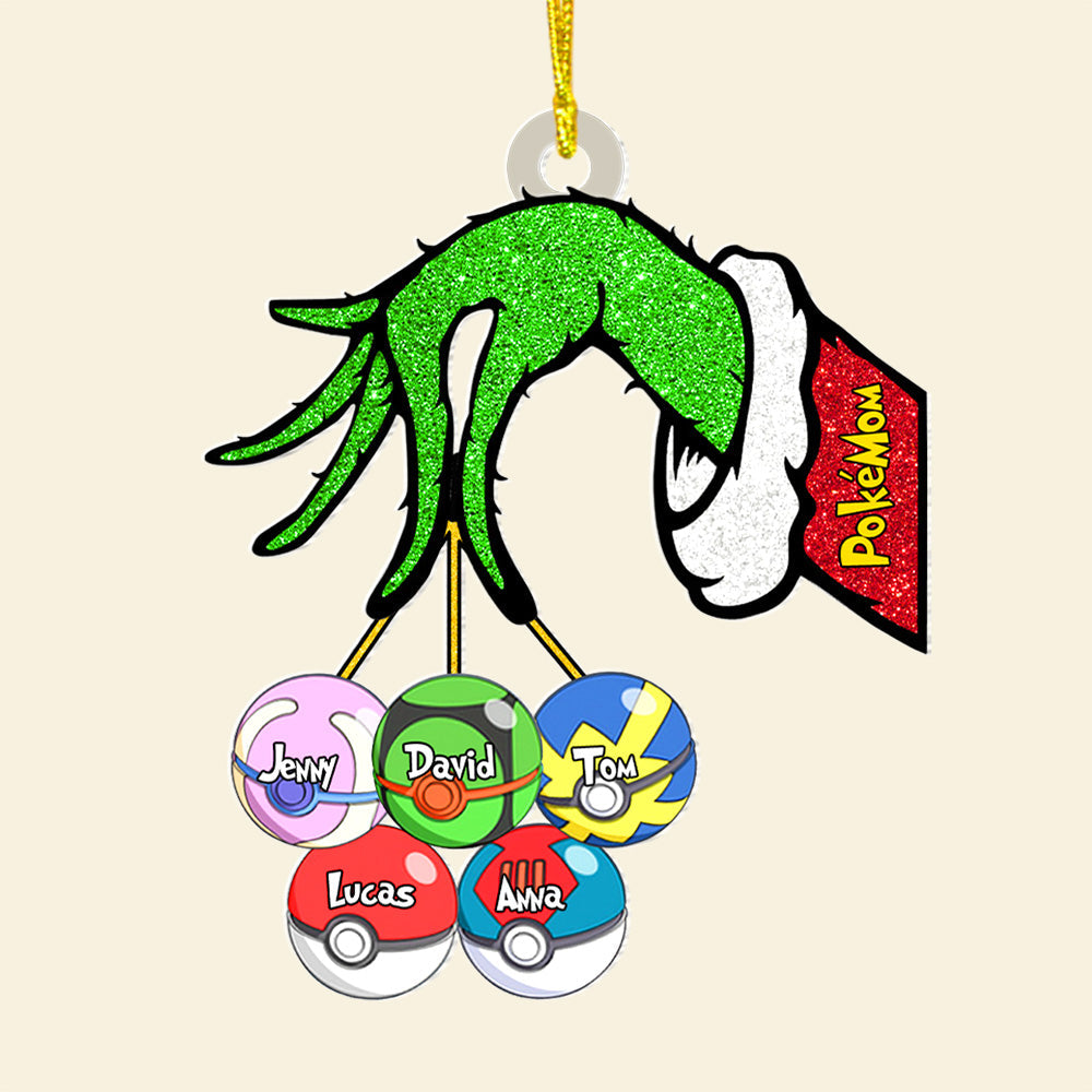 Personalized Gifts For Mom, Christmas Pokemon Ball Custom Shape Ornament 03OHTN190924 - Image 4