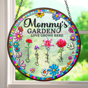 Personalized Gifts For Mom Stained Glass Mommy's Garden Love Grows Here 02ACDT220325