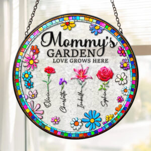 Alternative view of Personalized Gifts For Mom Stained Glass Mommy's Garden Love Grows Here 02ACDT220325