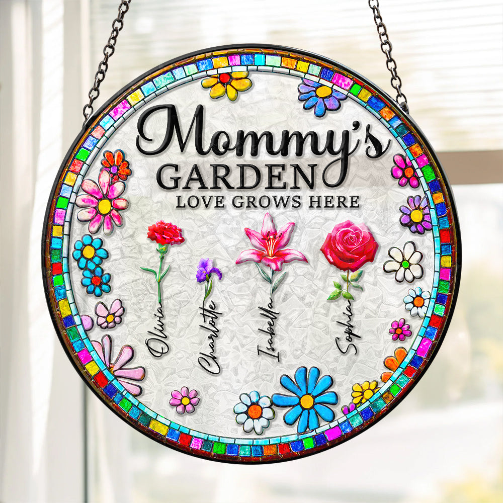 Alternative view of Personalized Gifts For Mom Stained Glass Mommy's Garden Love Grows Here 02ACDT220325