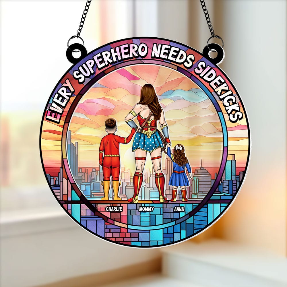 Personalized Gifts For Mom Suncatcher, Best Mom & Her Sidekick 04qhti120225pa