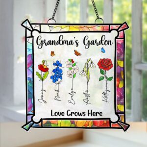 Personalized Gifts For Mom Suncatcher, Custom Birth Month Flowers 03qhti140225