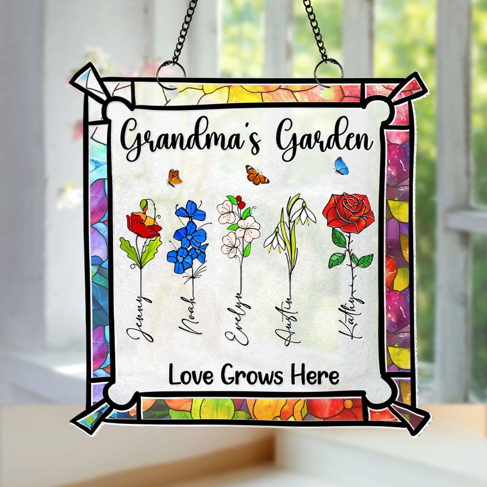 Personalized Gifts For Mom Suncatcher, Custom Birth Month Flowers 03qhti140225