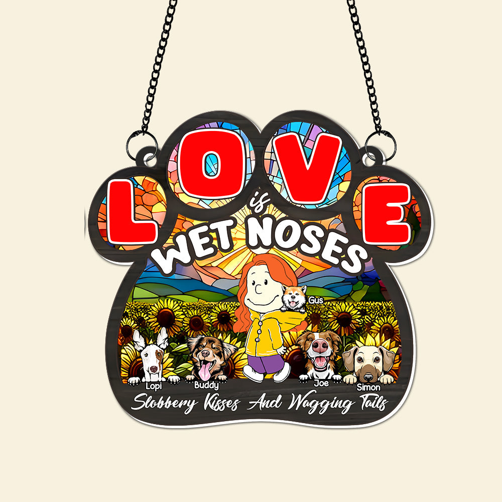 Personalized Gifts For Mom Suncatcher Mom & Furry Babies In Floral Landscape 02KALU240225HH - Image 5