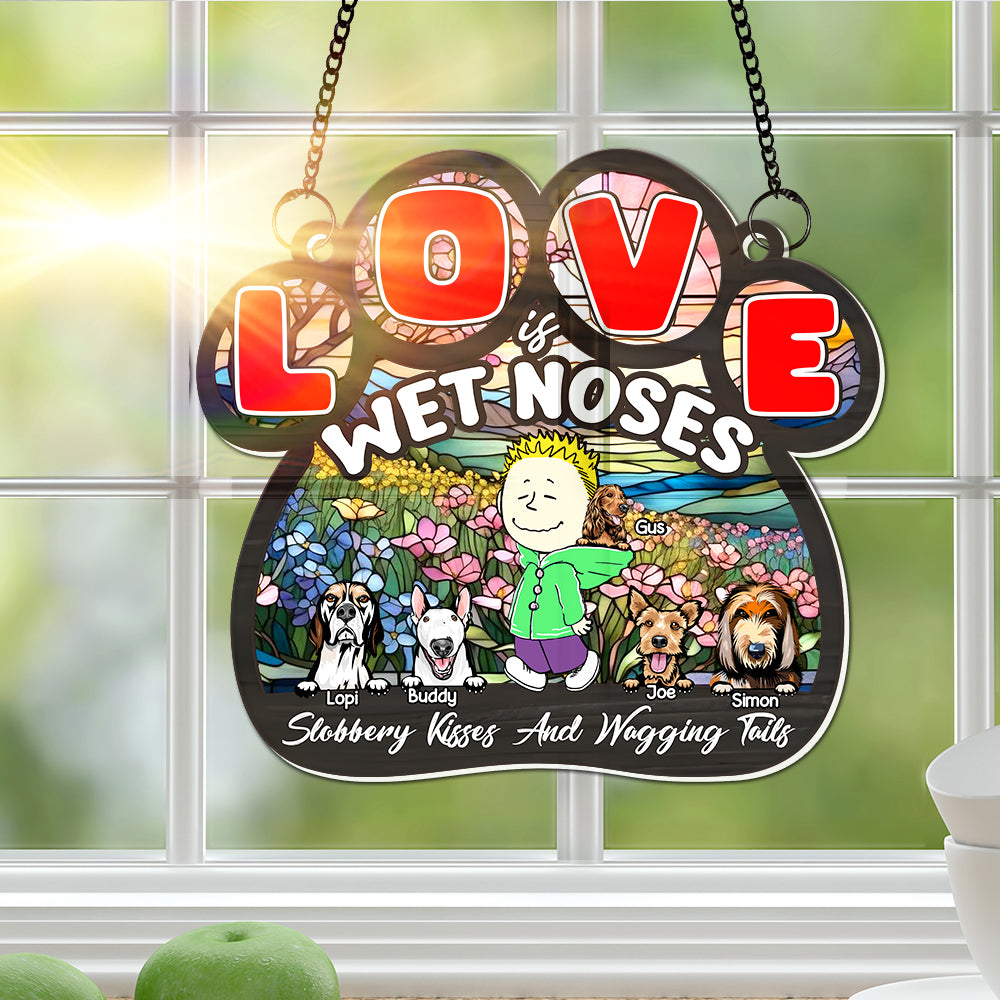 Personalized Gifts For Mom Suncatcher Mom & Furry Babies In Floral Landscape 02KALU240225HH - Image 4