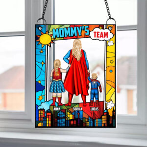 Alternative view of Personalized Gifts For Mom Suncatcher Ornament 03qhtn260225pa Mommy's Team