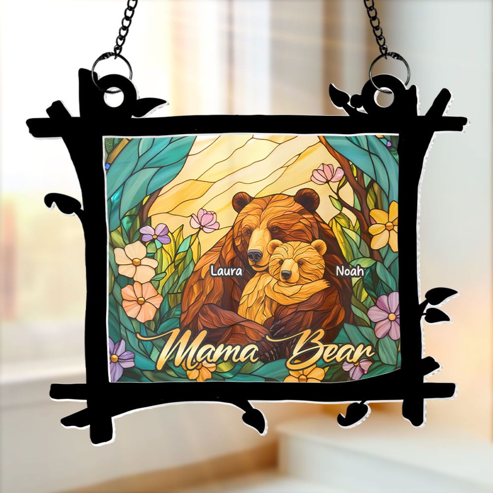 Personalized Gifts For Mom Suncatcher Ornament, Mama Bear Hug 04qhti060325