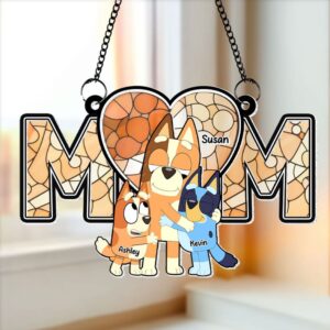 Personalized Gifts For Mom Suncatcher Ornament, Mom Hugging Her Beloved Kids 03qhti270225