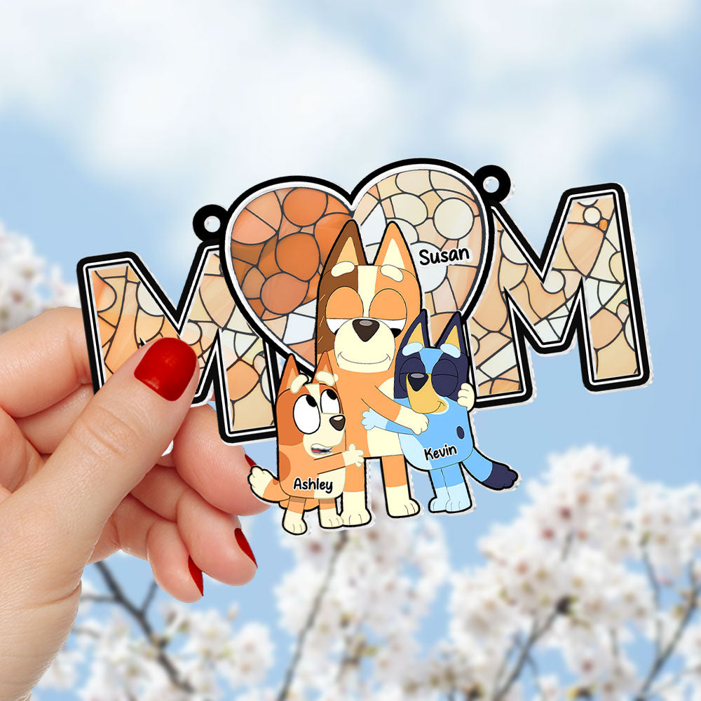 Personalized Gifts For Mom Suncatcher Ornament, Mom Hugging Her Beloved Kids 03qhti270225 - Image 4
