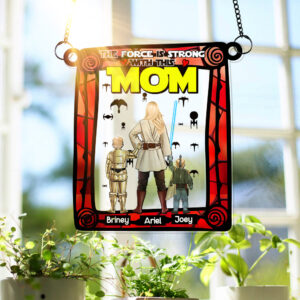 Alternative view of Personalized Gifts For Mom Suncatcher Ornament Strong Mom & Her Little Ones 05XQLU270225HHHG