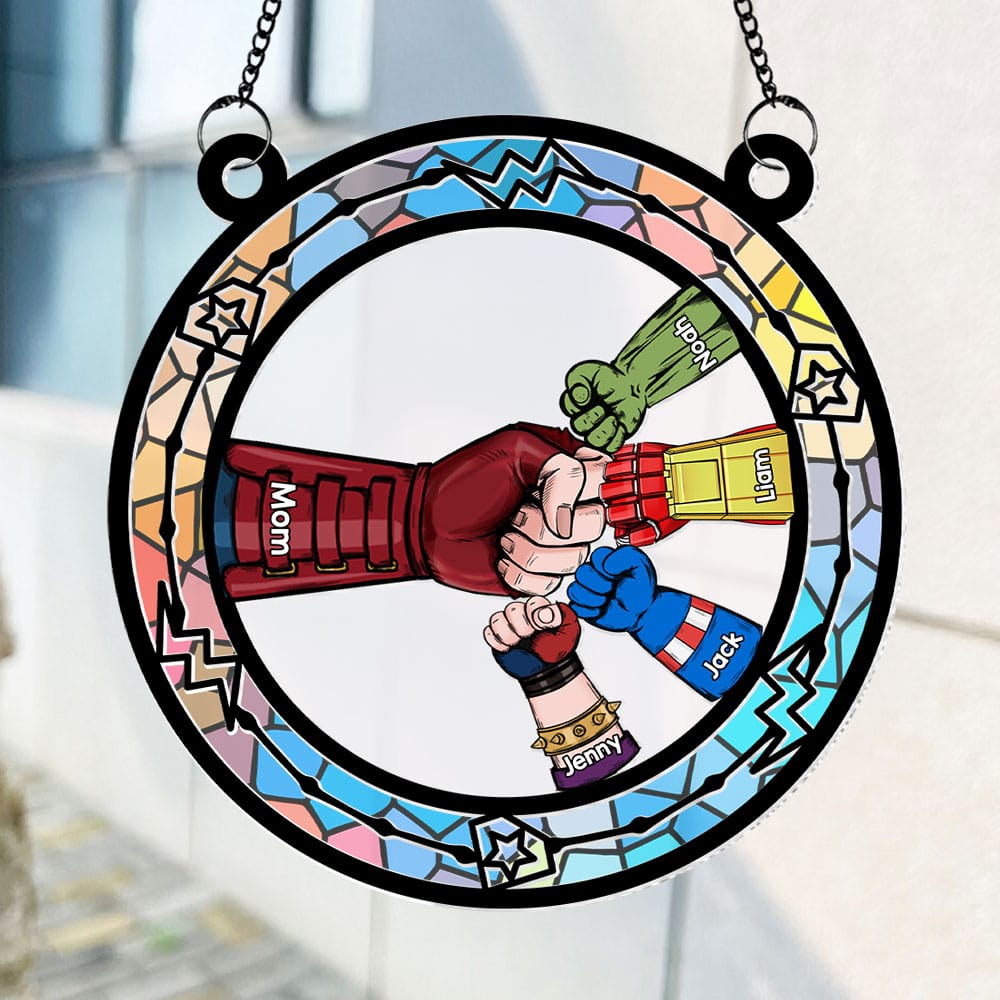 Alternative view of Personalized Gifts For Mom Suncatcher Ornament Superhero Hands 01ohti180225