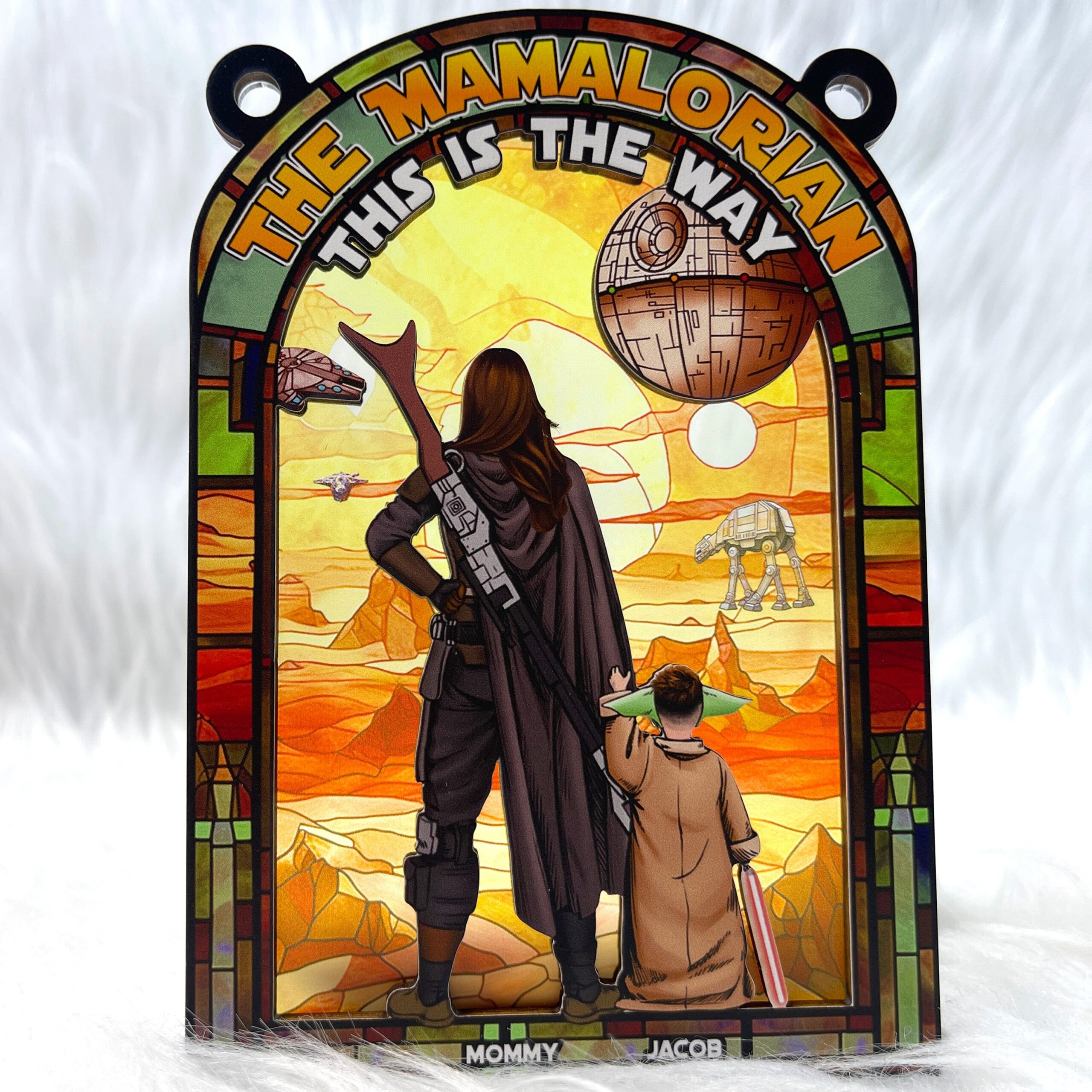 Alternative view of Personalized Gifts For Mom Suncatcher, Outer Space Planet Stained Glass Artwork 05qhpu130225hg