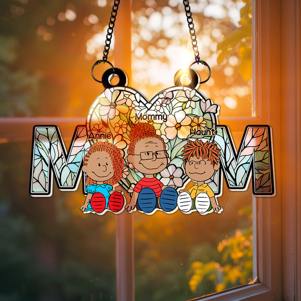 Alternative view of Personalized Gifts For Mom Suncatcher, Soft Vibrant Flower Hear Stained Glass Art 02QHLU270225PA