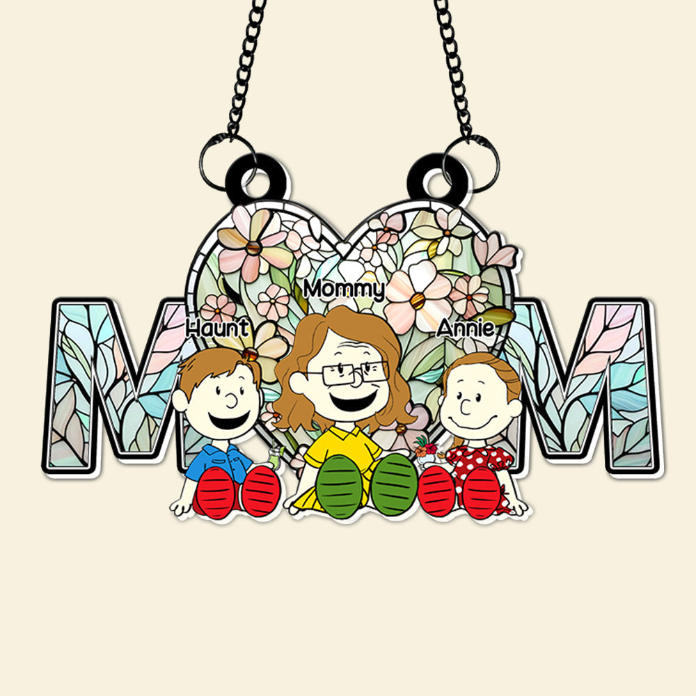 Personalized Gifts For Mom Suncatcher, Soft Vibrant Flower Hear Stained Glass Art 02QHLU270225PA - Image 4