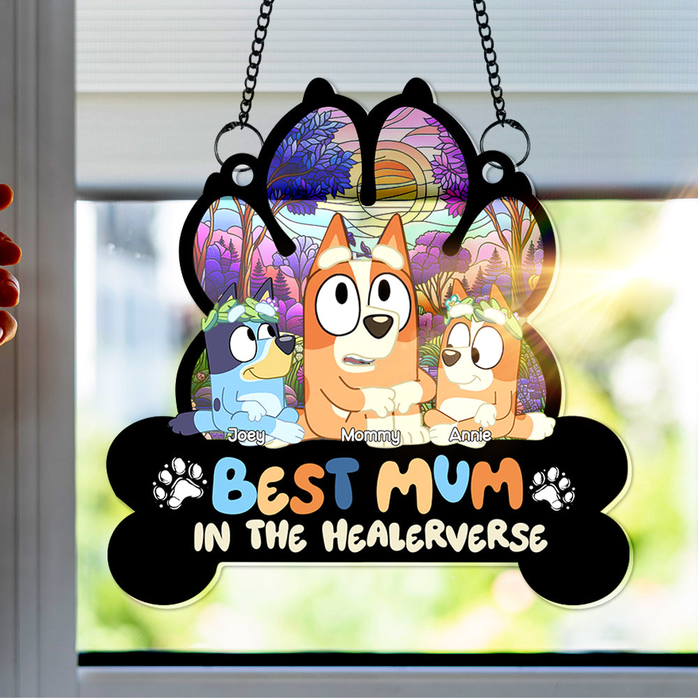 Alternative view of Personalized Gifts For Mom Window Hanging Suncatcher Best Mum In The Healerverse 02OHLU030325