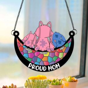 Alternative view of Personalized Gifts For Mom Window Hanging Suncatcher Ornament Autism Mom And Kid 02OHMH190225