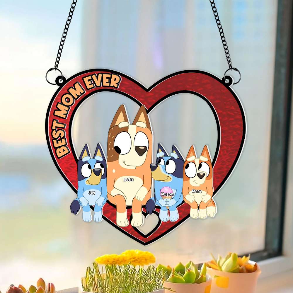 Alternative view of Personalized Gifts For Mom Window Hanging Suncatcher Ornament Best Mom Ever 02OHMH130225