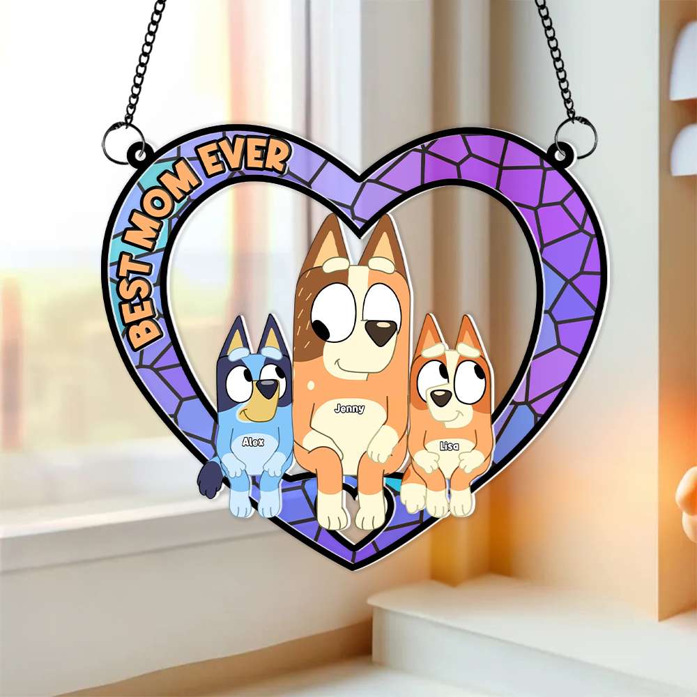Personalized Gifts For Mom Window Hanging Suncatcher Ornament Best Mom Ever 02OHMH130225