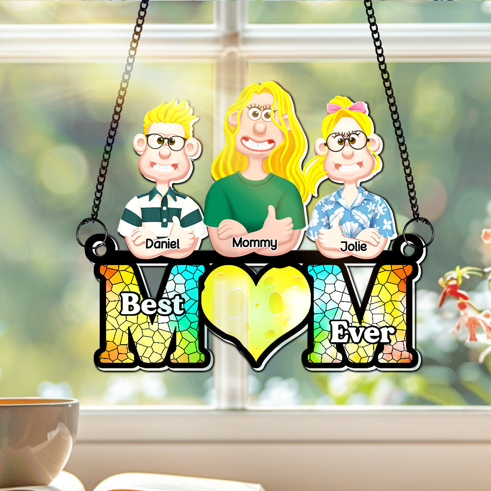 Personalized Gifts For Mom Window Hanging Suncatcher Ornament Best Mom Ever 03OHLU180225PA - Image 3