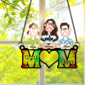 Alternative view of Personalized Gifts For Mom Window Hanging Suncatcher Ornament Best Mom Ever 03OHLU180225PA