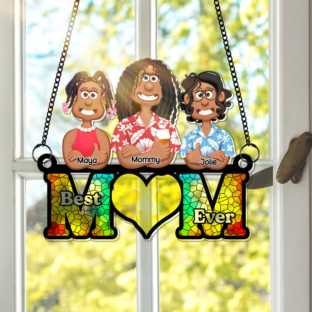 Personalized Gifts For Mom Window Hanging Suncatcher Ornament Best Mom Ever 03OHLU180225PA - Image 4