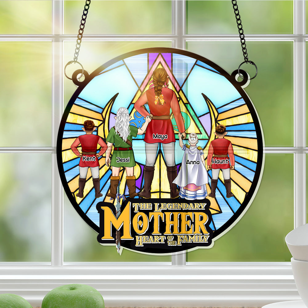 Personalized Gifts For Mom Window Hanging Suncatcher Ornament Mom & Her Little Ones 02OHLU150225HG - Image 3