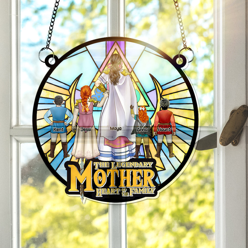 Personalized Gifts For Mom Window Hanging Suncatcher Ornament Mom & Her Little Ones 02OHLU150225HG - Image 4