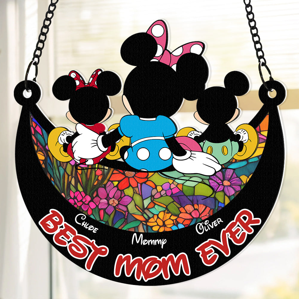 Personalized Gifts For Mom Window Hanging Suncatcher Ornament Mother's Day Mouse Mom And Kids 01ACDT240325 - Image 5