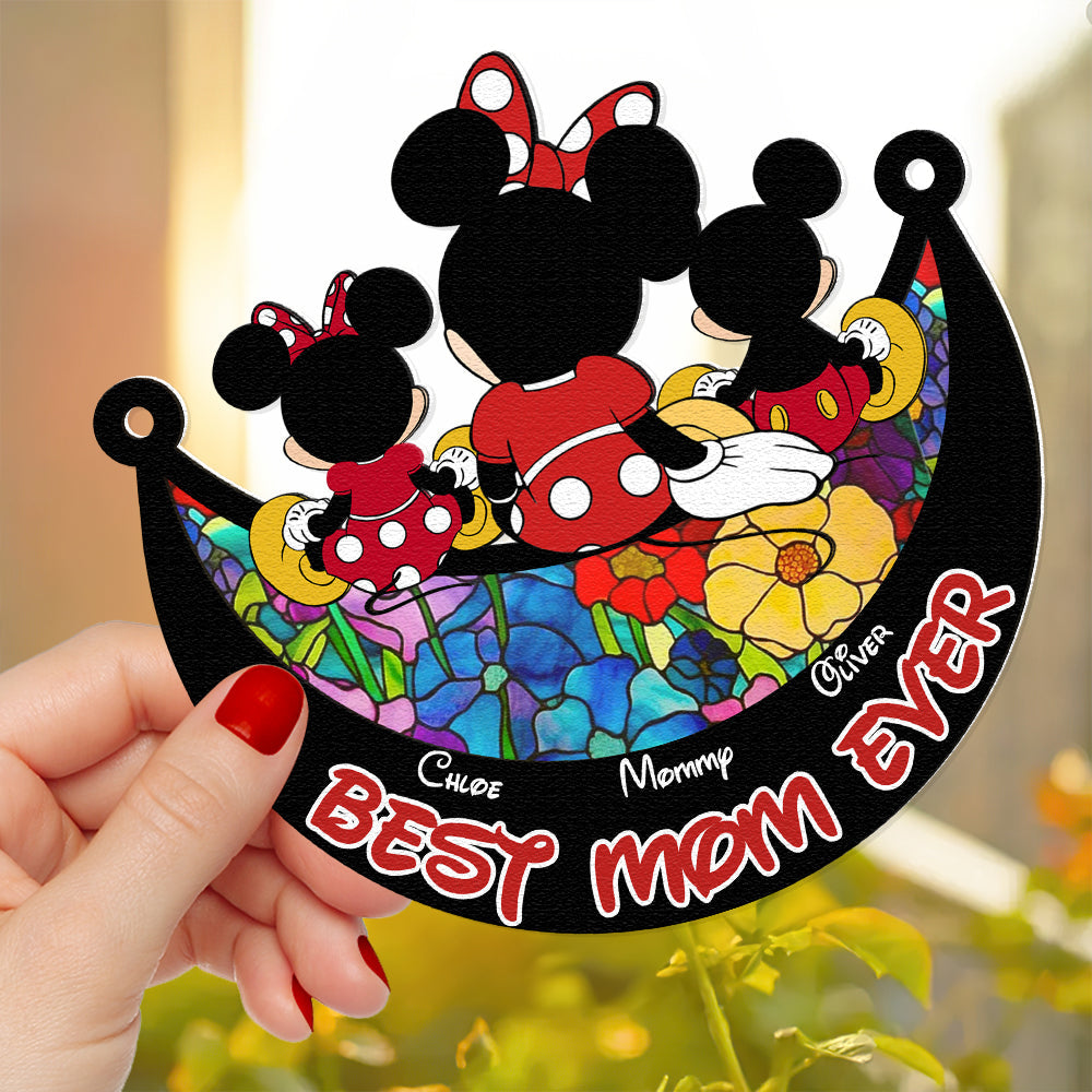 Personalized Gifts For Mom Window Hanging Suncatcher Ornament Mother's Day Mouse Mom And Kids 01ACDT240325 - Image 6