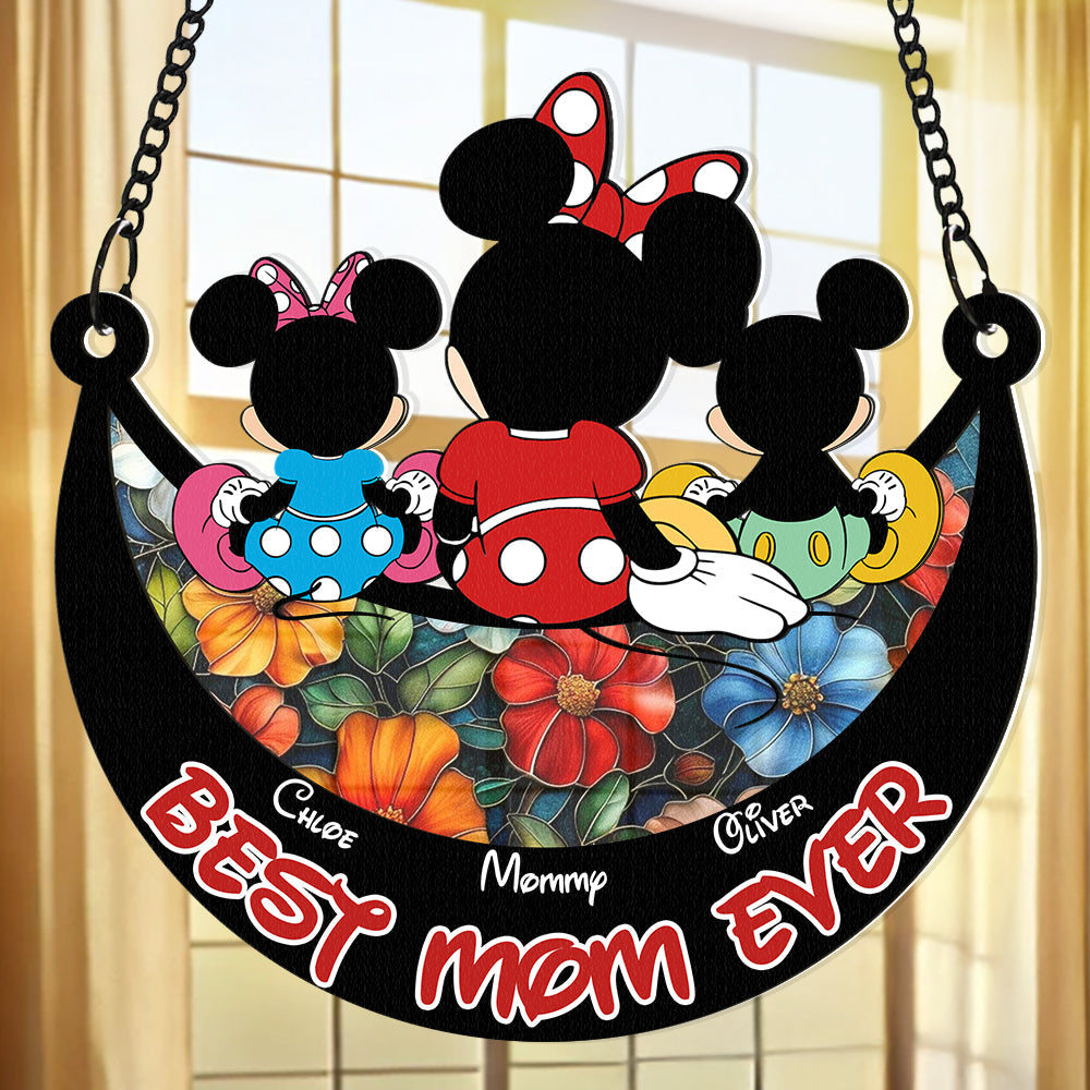 Personalized Gifts For Mom Window Hanging Suncatcher Ornament Mother's Day Mouse Mom And Kids 01ACDT240325 - Image 3