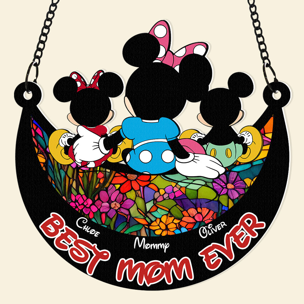 Personalized Gifts For Mom Window Hanging Suncatcher Ornament Mother's Day Mouse Mom And Kids 01ACDT240325 - Image 7