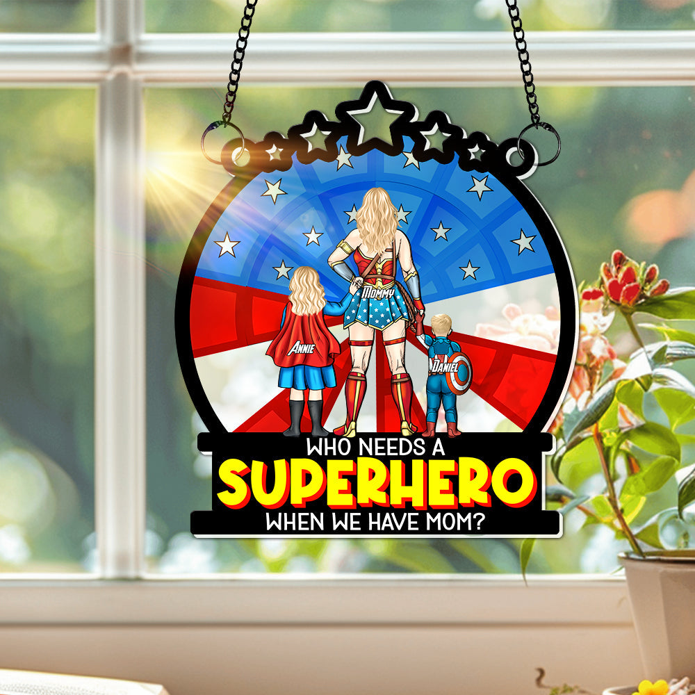 Personalized Gifts For Mom Window Hanging Suncatcher, Supermom & Little Heroes 01TOLU080325PA - Image 3