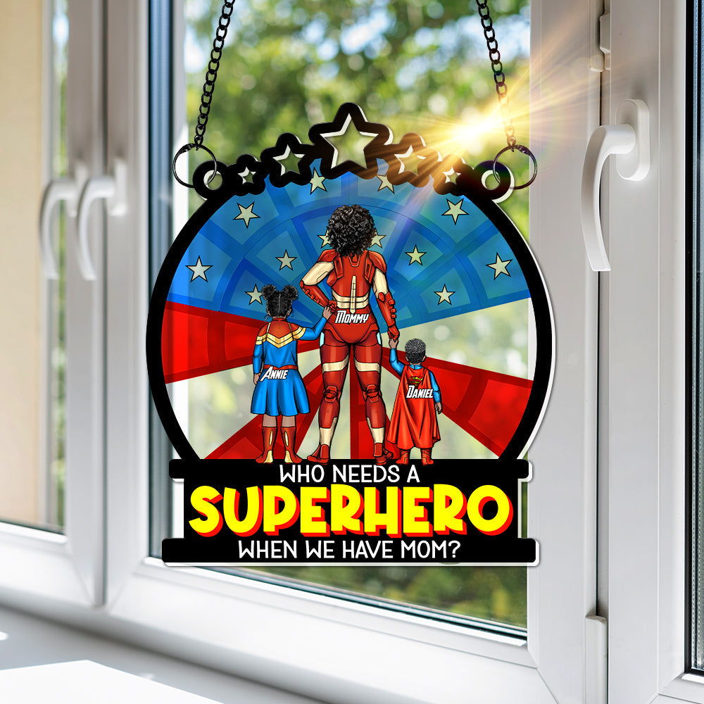 Alternative view of Personalized Gifts For Mom Window Hanging Suncatcher, Supermom & Little Heroes 01TOLU080325PA