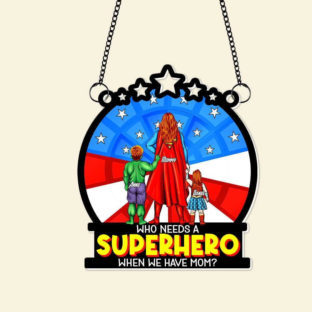 Personalized Gifts For Mom Window Hanging Suncatcher, Supermom & Little Heroes 01TOLU080325PA - Image 5