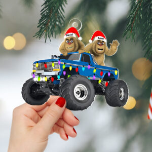 Alternative view of Personalized Gifts For Monster Truck Rider Christmas Ornament, Happy Bigfoot 04qhtn160924